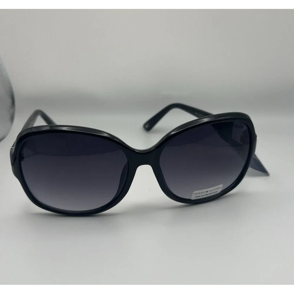 Tommy Hilfiger Hilfiger WP OL577 Oversized Oval Sunglasses Shiny Black/Smoke